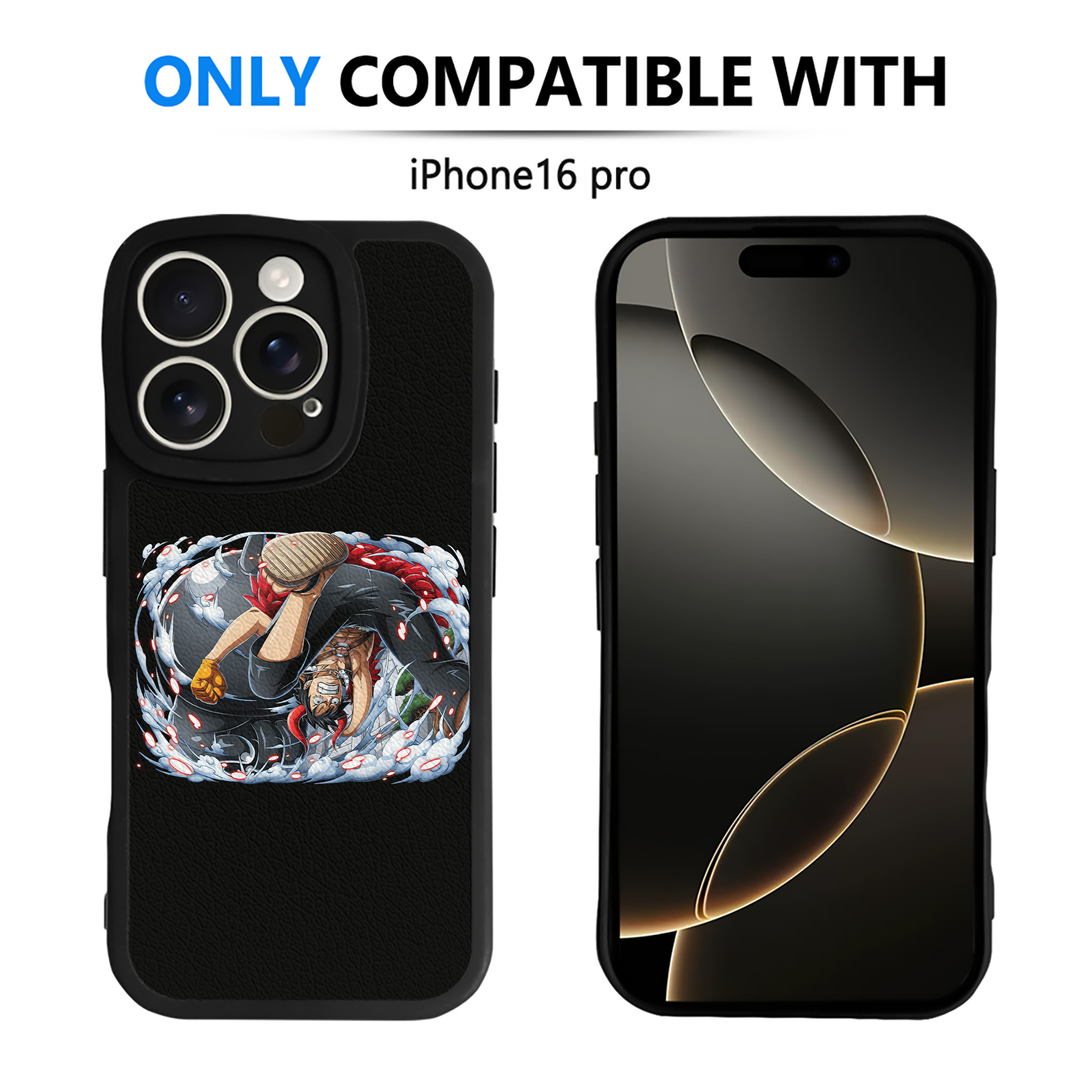 （画像用） ワンピース モンキー・D・ルフィ ONE PIECE Monkey D. Luffy 【iPhone 16シリーズ対応】シリコンスマホケース（レザー調） 材質：シリコン